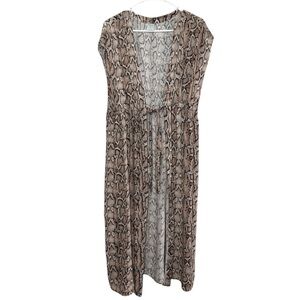 Kona Sol Snake Print Tie-Front Midi Sleeveless Cover-Up Size S/M